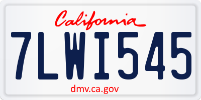CA license plate 7LWI545