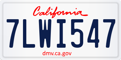 CA license plate 7LWI547