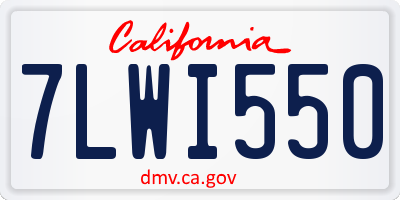 CA license plate 7LWI550