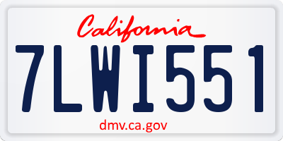 CA license plate 7LWI551