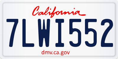 CA license plate 7LWI552