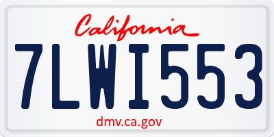 CA license plate 7LWI553