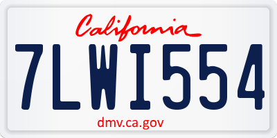 CA license plate 7LWI554