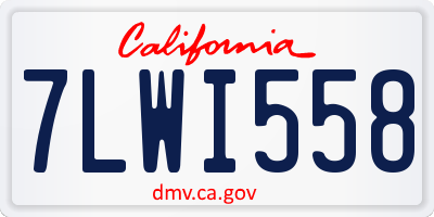 CA license plate 7LWI558
