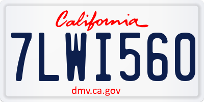 CA license plate 7LWI560
