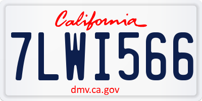 CA license plate 7LWI566