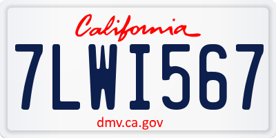 CA license plate 7LWI567