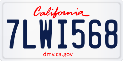CA license plate 7LWI568