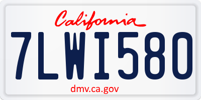 CA license plate 7LWI580
