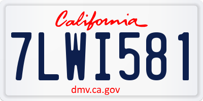 CA license plate 7LWI581