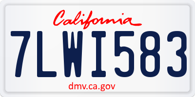 CA license plate 7LWI583