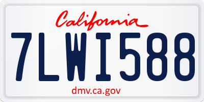 CA license plate 7LWI588