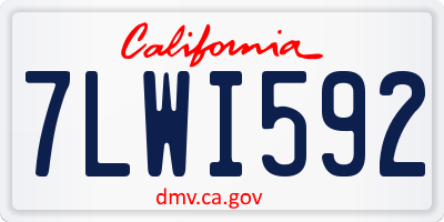 CA license plate 7LWI592