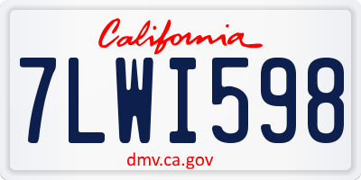 CA license plate 7LWI598