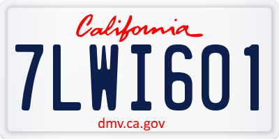 CA license plate 7LWI601