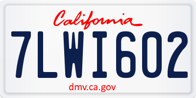 CA license plate 7LWI602