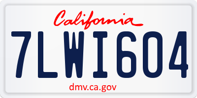 CA license plate 7LWI604