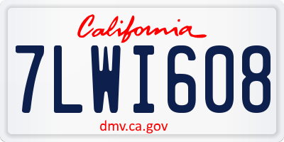 CA license plate 7LWI608