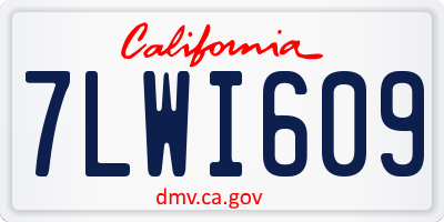 CA license plate 7LWI609