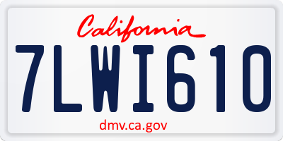 CA license plate 7LWI610
