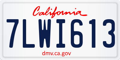 CA license plate 7LWI613