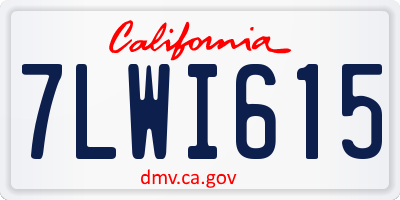 CA license plate 7LWI615