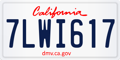 CA license plate 7LWI617