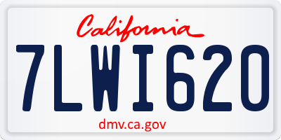 CA license plate 7LWI620