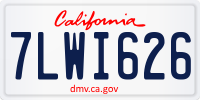 CA license plate 7LWI626