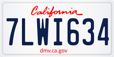 CA license plate 7LWI634