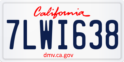 CA license plate 7LWI638