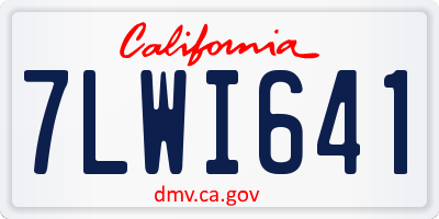 CA license plate 7LWI641