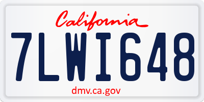CA license plate 7LWI648