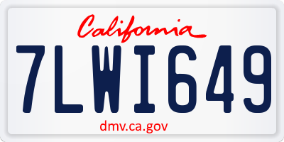 CA license plate 7LWI649