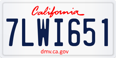 CA license plate 7LWI651