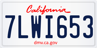 CA license plate 7LWI653