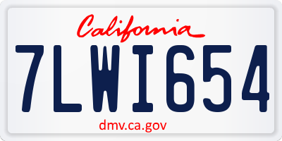 CA license plate 7LWI654