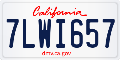 CA license plate 7LWI657