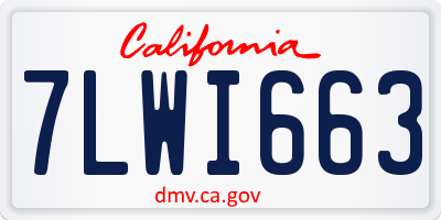 CA license plate 7LWI663