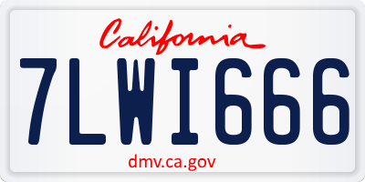 CA license plate 7LWI666