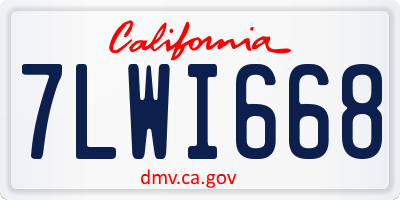CA license plate 7LWI668