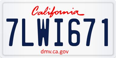 CA license plate 7LWI671