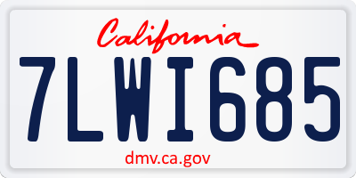 CA license plate 7LWI685
