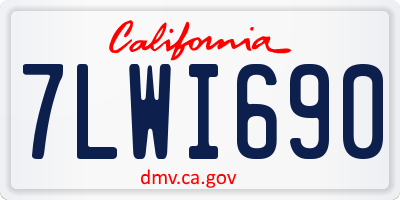 CA license plate 7LWI690