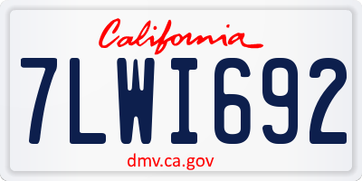 CA license plate 7LWI692