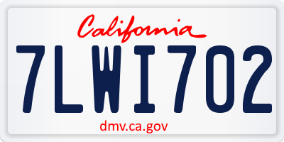 CA license plate 7LWI702