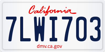 CA license plate 7LWI703