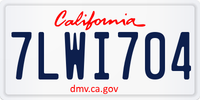 CA license plate 7LWI704