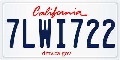 CA license plate 7LWI722