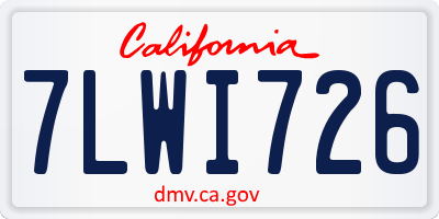 CA license plate 7LWI726